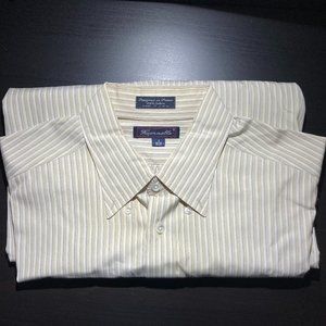 Faconnable Men’s Long Sleeve Striped Dress Shirt